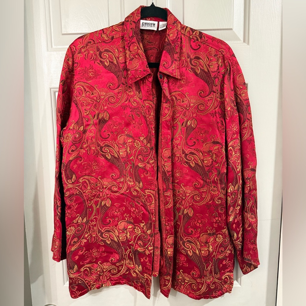 Red and Gold Paisley Blouse